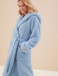 Fleece Hooded Long Dressing Gown -Marks And Spencer Shop SD 02 T37 2395G E1 X EC 2