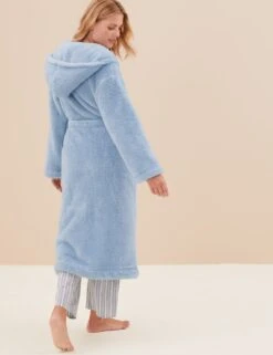 Fleece Hooded Long Dressing Gown -Marks And Spencer Shop SD 02 T37 2395G E1 X EC 4