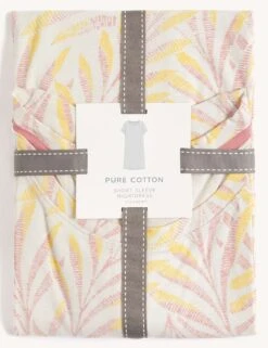 Pure Cotton Leaf Print Short Nightdress -Marks And Spencer Shop SD 02 T37 3252M R4 X EC 7