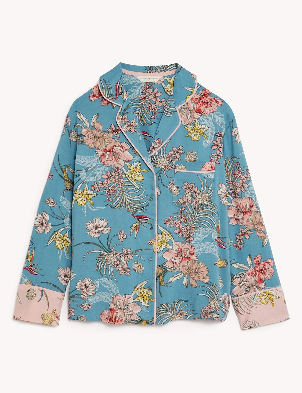 Floral Print Revere Collar Pyjama Top 2 Floral Print Revere Collar Pyjama Top - Image 2