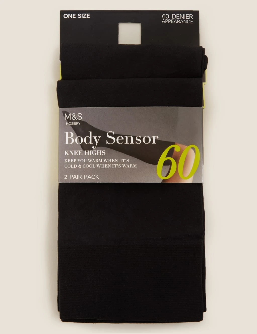 2pk 60 Denier Body Sensor™ Opaque Knee Highs 1 2pk 60 Denier Body Sensor™ Opaque Knee Highs