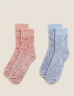 2pk Recycled Velvet Cosy Socks