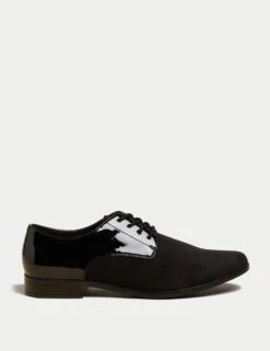 Velvet And Patent Derby Shoes
