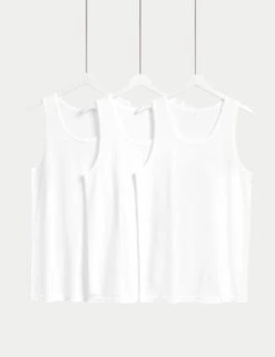 3pk Pure Cotton Classic Sleeveless Vests