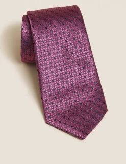 Slim Geometric Pure Silk Tie