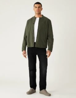 Straight Fit Belted Stretch Jeans