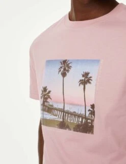 Pure Cotton Palm Tree Graphic T-Shirt -Marks And Spencer Shop SD 03 T28 2068M A0 X EC 1