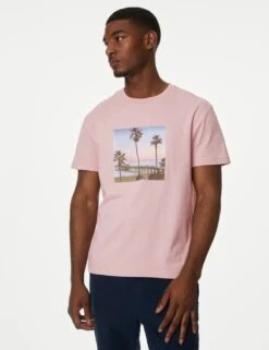 Pure Cotton Palm Tree Graphic T-Shirt -Marks And Spencer Shop SD 03 T28 2068M A0 X EC 2