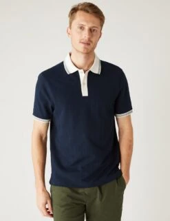 Cotton Rich Textured Polo Shirt 8 Cotton Rich Textured Polo Shirt -Marks And Spencer Shop SD 03 T28 3350M F3 X EC 2