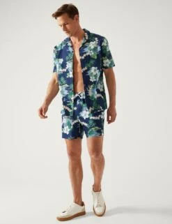 Quick Dry Hawaiian Print Swim Shorts