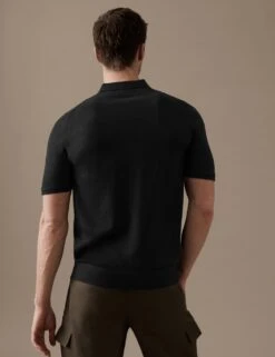 Silk Cotton Short Sleeve Knitted Polo Shirt -Marks And Spencer Shop SD 03 T30 1131A Y0 X EC 3