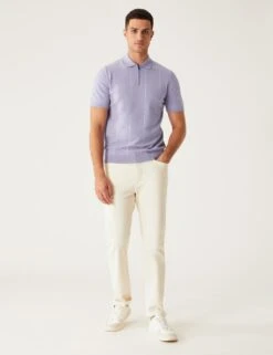 Cotton Rich Striped Knitted Polo Shirt
