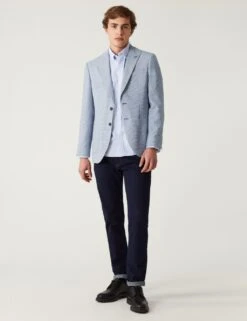 Linen Blend Puppytooth Jacket