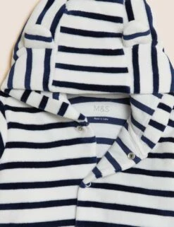 Cotton Rich Velour Striped Hooded Jacket (0-3 Yrs) -Marks And Spencer Shop SD 03 T92 4072A ZZ X EC 2