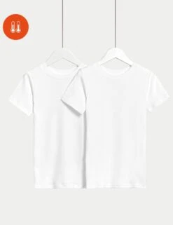 2pk Thermal Cotton Blend Short Sleeve Vests (2 - 14 Yrs)