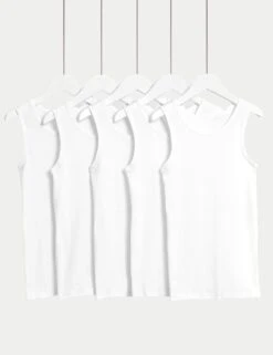 5pk Pure Cotton Vests (2-16 Yrs)