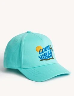No Brand Kids Embroidered Good Vibes Slogan Cap (0-13 Yrs)