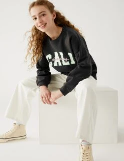 Cotton Rich Cali Dreaming Slogan Sweatshirt (6-16 Yrs) 6 Cotton Rich Cali Dreaming Slogan Sweatshirt (6-16 Yrs) -Marks And Spencer Shop SD 04 T74 1147E VP X EC 1