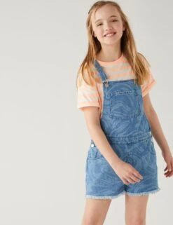 No Brand Denim Marble Print Dungarees (6-16 Yrs)