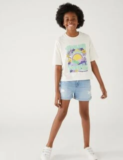 Mom Denim Shorts (6-16 Yrs)