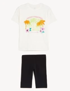Cotton Rich Slogan Top & Bottom Outfit (6-16 Yrs)