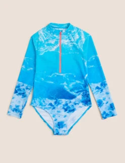 Sea Print Long Sleeve Swimsuit (6-16 Yrs)