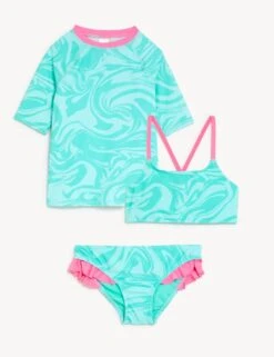 3pc Marble Print Swim Set (6-16 Yrs)