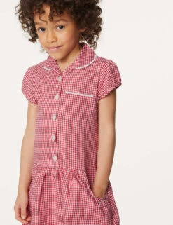 2pk Girls' Cotton Plus Fit School Dresses (4-14 Yrs) -Marks And Spencer Shop SD 04 T76 6487P B0 X EC 1
