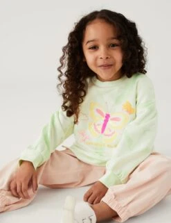 Cotton Rich Butterfly Tie Dye Sweatshirt (2-8 Yrs)