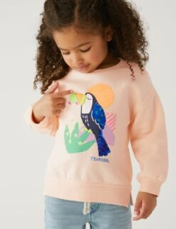 Cotton Rich Sequin Tropical Sweatshirt (2-8 Yrs)