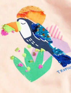 Cotton Rich Sequin Tropical Sweatshirt (2-8 Yrs) -Marks And Spencer Shop SD 04 T77 1360E PC X EC 6