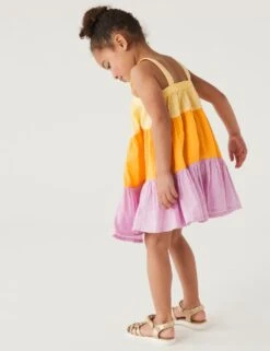 Pure Cotton Colour Block Dress (2-8 Yrs) -Marks And Spencer Shop SD 04 T77 3627E ZZ X EC 3
