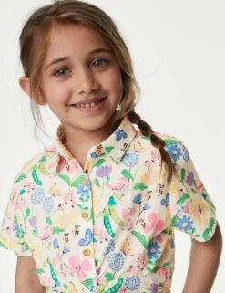 Pure Cotton Floral Top & Bottom Outfit (2-8 Yrs) 6 Pure Cotton Floral Top & Bottom Outfit (2-8 Yrs) -Marks And Spencer Shop SD 04 T77 3683E ZZ X EC 1