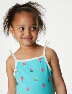Cotton Rich Printed Top & Bottom Outfit (2-8 Yrs) -Marks And Spencer Shop SD 04 T77 3733E M2 X EC 1