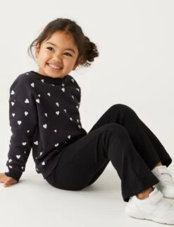 Cotton Rich Heart Print Sweatshirt (2-8 Yrs)