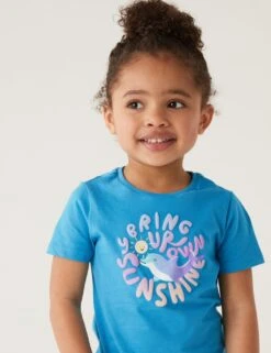 Pure Cotton Dolphin T-Shirt (2-8 Yrs) -Marks And Spencer Shop SD 04 T77 4870B JC X EC 1