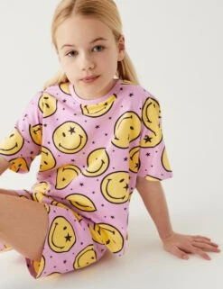 Pure Cotton SmileyWorld® Print Short Pyjama Set (6-16 Yrs)