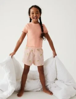 Cotton Rich Lemon Checked Short Pyjama Set (6-16 Yrs)