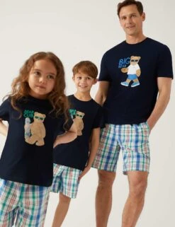 Pure Cotton Spencer Bear Short Pyjama Set (1 - 16 Yrs) 11 Pure Cotton Spencer Bear Short Pyjama Set (1 - 16 Yrs) -Marks And Spencer Shop SD 04 T86 7027X E4 X EC 7