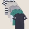 5pk Pure Cotton Striped & Plain T-Shirts (6-16 Yrs) -Marks And Spencer Shop SD 04 T87 2415I ZZ X EC 0