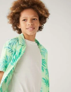 2pc Cotton Blend Leaf Shirt & T-Shirt Set (6-16 Yrs) 6 2pc Cotton Blend Leaf Shirt & T-Shirt Set (6-16 Yrs) -Marks And Spencer Shop SD 04 T87 2614S JV X EC 1