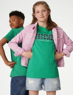 Pure Cotton Stateside Slogan T-Shirt (6-16 Yrs) -Marks And Spencer Shop SD 04 T87 4290B J2 X EC 1
