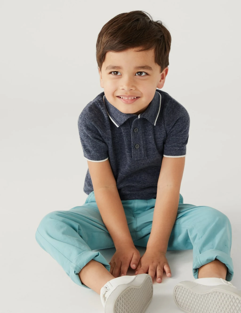 Cotton Rich Knitted Polo Shirt (2-8 Yrs) 1 Cotton Rich Knitted Polo Shirt (2-8 Yrs)