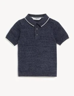 Cotton Rich Knitted Polo Shirt (2-8 Yrs) 6 Cotton Rich Knitted Polo Shirt (2-8 Yrs) -Marks And Spencer Shop SD 04 T88 1322L F0 X EC 90