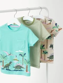 3pk Pure Cotton Dinosaur T-Shirts (2-8 Yrs)