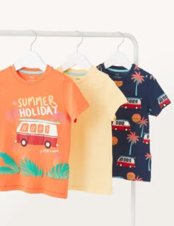 3pk Pure Cotton Campervan T-Shirts (2-8 Yrs)
