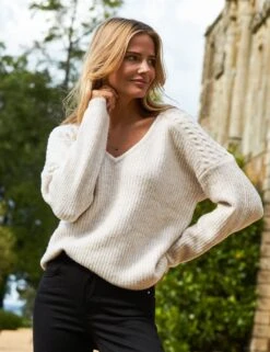Cable Knit V-Neck Jumper