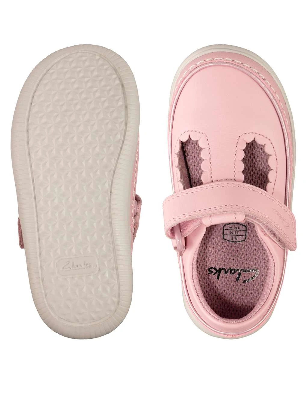 Clarks Baby Leather Riptape T-Bar Mary Jane Shoes (Toddler Size 3-9.5) 2 Clarks Baby Leather Riptape T-Bar Mary Jane Shoes (Toddler Size 3-9.5) - Image 2