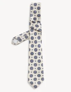 Jaeger Slim Mosaic Print Italian Pure Silk Tie