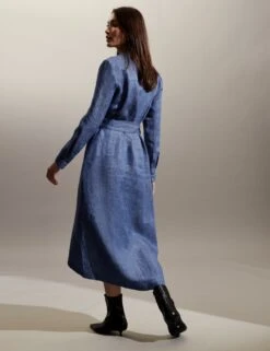 Jaeger Pure Linen Belted Midi Shirt Dress -Marks And Spencer Shop SD 09 T97 6309F QE X EC 4